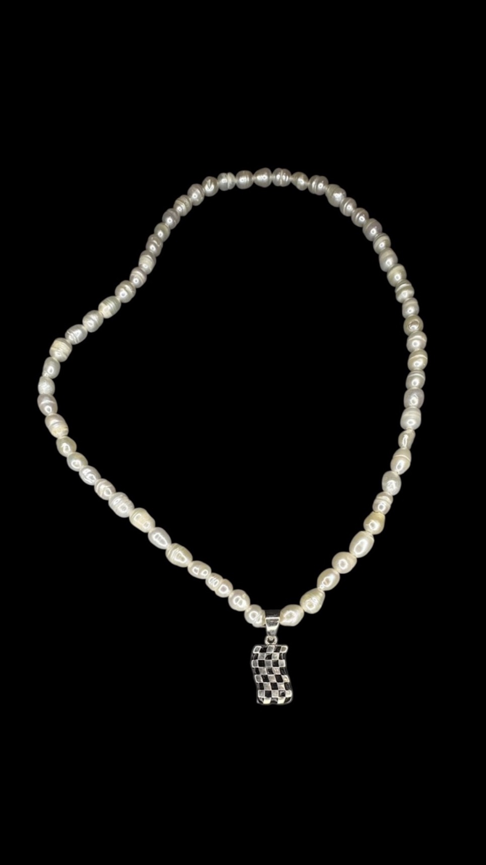 Pearl Racing Flag Necklace